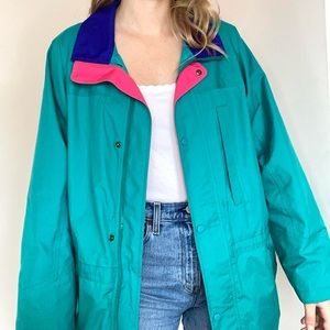 Vintage colorful 90s Eddie Bauer trench coat jacket windbreaker women’s medium